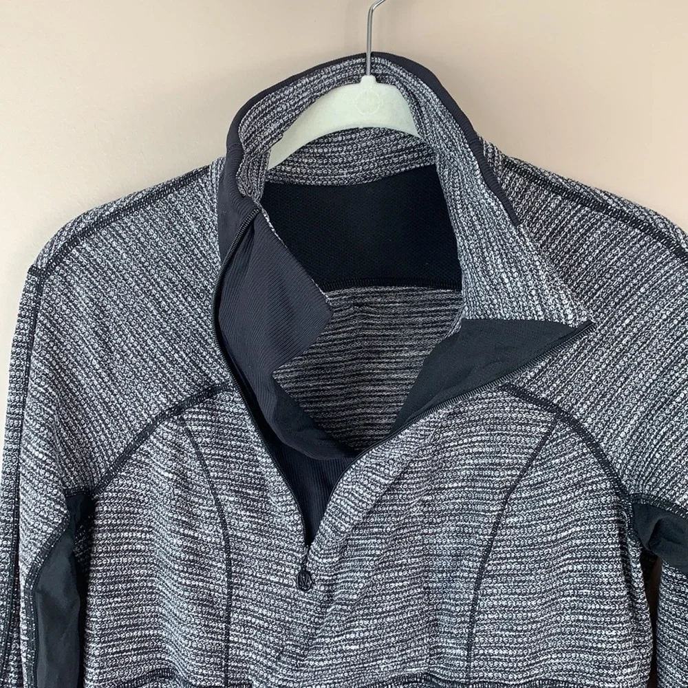 Lululemon heathered black gray long sleeve 1/4 zip top sz 8